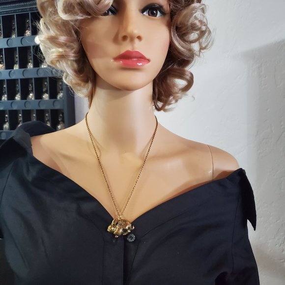 Bunny Rabbit Necklace - Copper Alloy Plated in Antique Gold - 17" chain - Picture 3 of 14